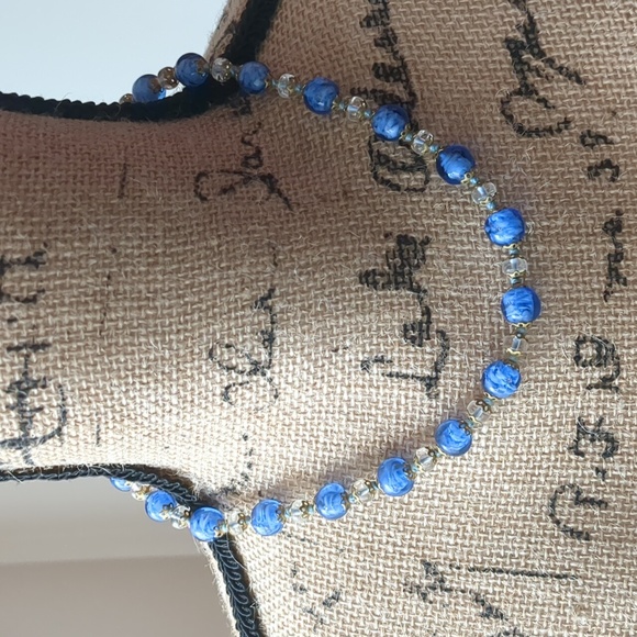 Venetian Glass Blue Beaded Necklace - Picture 2 of 7
